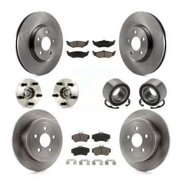 Front Rear Wheel Hub Bearing Disc Brake Rotor And Pads Kit (10Pc) For Chrysler PT Cruiser KBB-117109