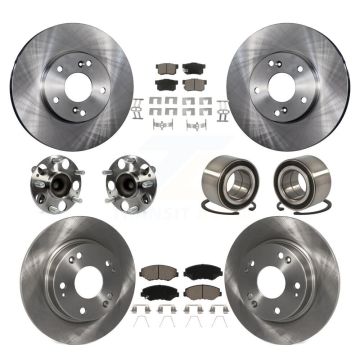 Front Rear Wheel Hub Bearing Disc Brake Rotor And Ceramic Pads Kit (10Pc) For Honda Civic KBB-117112
