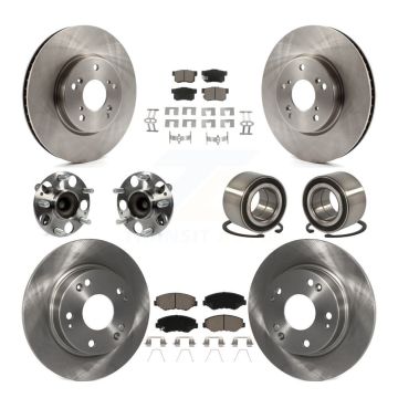 Front Rear Wheel Hub Bearing Disc Brake Rotor And Ceramic Pads Kit (10Pc) For Honda Civic KBB-117113