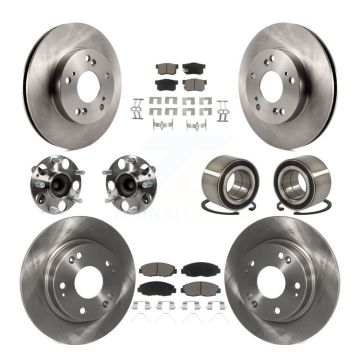 Front Rear Wheel Hub Bearing Disc Brake Rotor And Ceramic Pads Kit (10Pc) For Honda Civic KBB-117117