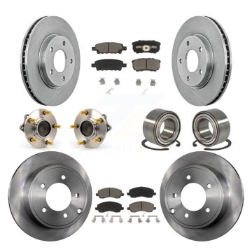 Front Rear Hub Bearing Disc Brake Rotor And Ceramic Pads Kit (10Pc) For Mitsubishi Lancer KBB-117122