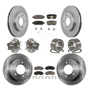 Front Rear Hub Bearing Disc Brake Rotor And Ceramic Pads Kit (10Pc) For Mitsubishi Lancer KBB-117124