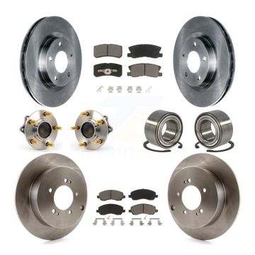 Front Rear Hub Bearing Brake Rotor Pads Kit (10Pc) For Mitsubishi Outlander FWD with 3.0L KBB-117126
