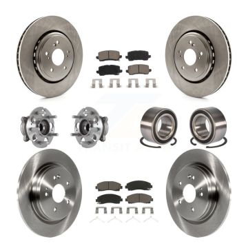 Front Rear Hub Bearings Disc Brake Rotors And Pads Kit (10Pc) For 2015-2020 Acura TLX AWD KBB-117132