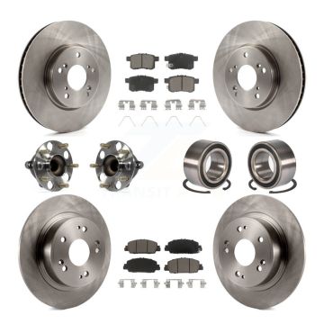 Front Rear Wheel Hub Bearing Disc Brake Rotor And Ceramic Pad Kit (10Pc) For Honda Accord KBB-117133