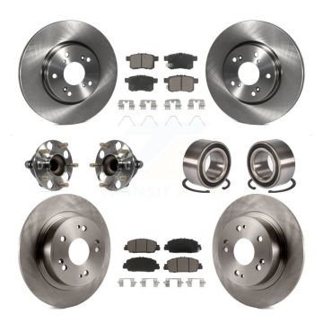 Front Rear Wheel Hub Bearing Disc Brake Rotor And Ceramic Pad Kit (10Pc) For Honda Accord KBB-117134