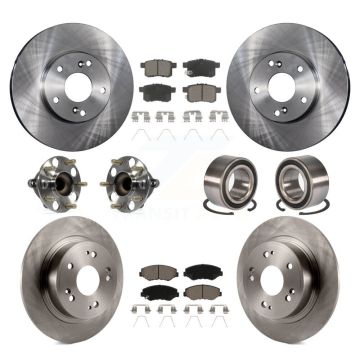 Front Rear Wheel Hub Bearing Disc Brake Rotor And Ceramic Pad Kit (10Pc) For Honda Accord KBB-117135