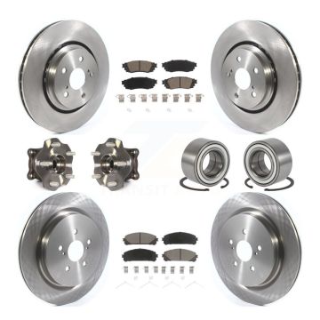 Front Rear Wheel Hub Bearing Disc Brake Rotor And Pad Kit (10Pc) For 2016 Lexus RX350 AWD KBB-117147