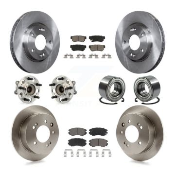 Front Rear Hub Bearings Disc Brake Rotors And Ceramic Pads Kit (10Pc) For Hyundai Elantra KBB-117152