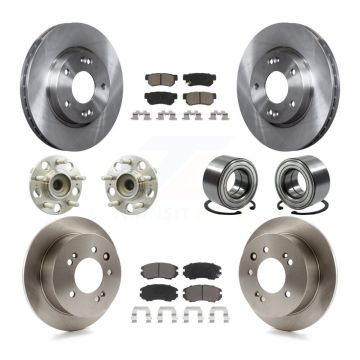 Front Rear Hub Bearings Disc Brake Rotors And Ceramic Pads Kit (10Pc) For Hyundai Elantra KBB-117153