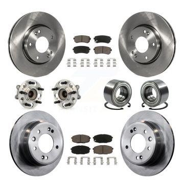 Front Rear Hub Bearings Disc Brake Rotors And Ceramic Pads Kit (10Pc) For Hyundai Elantra KBB-117154
