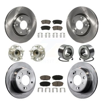 Front Rear Hub Bearings Disc Brake Rotors And Ceramic Pads Kit (10Pc) For Hyundai Elantra KBB-117158