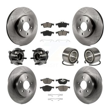 Front Rear Wheel Hub Bearing Disc Brake Rotors And Ceramic Pads Kit (10Pc) For Ford Focus KBB-117159