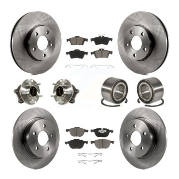 Front Rear Hub Bearing Disc Brake Rotor Pad Kit (10Pc) For Ford Focus With Parking Assist KBB-117161