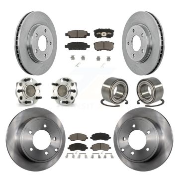 Front Rear Hub Bearings Disc Brake Rotors And Ceramic Pads Kit (10Pc) For Dodge Caliber KBB-117166