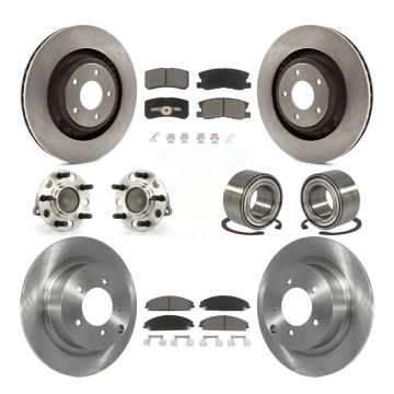 Front Rear Hub Bearings Disc Brake Rotors And Ceramic Pads Kit (10Pc) For Dodge Caliber KBB-117170