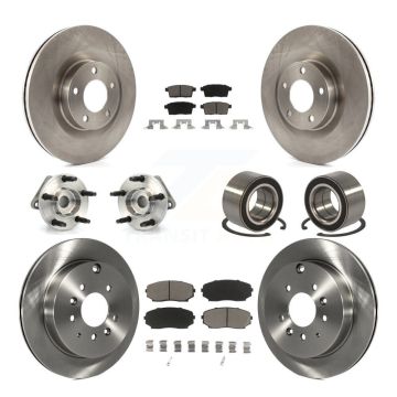 Front Rear Hub Bearing Brake Rotor Pad Kit (10Pc) For 2007-2010 Ford Edge Lincoln MKX AWD KBB-117171