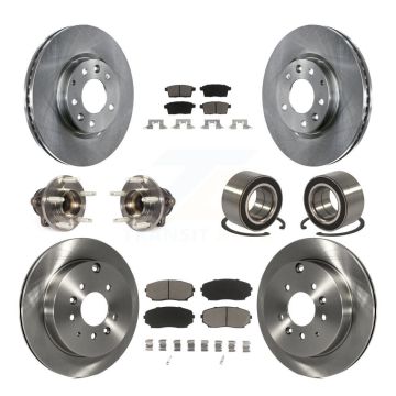 Front Rear Hub Bearing Disc Brake Rotor Pad Kit (10Pc) For 2009 Ford Edge Lincoln MKX FWD KBB-117173