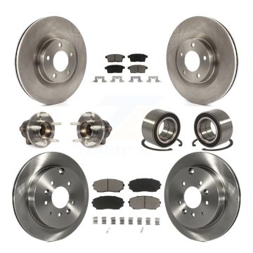 Front Rear Hub Bearing Disc Brake Rotor Pad Kit (10Pc) For 2010 Ford Edge Lincoln MKX FWD KBB-117174