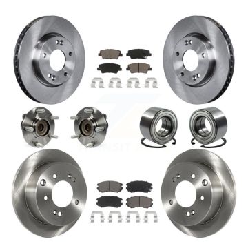 Front Rear Hub Bearing Assembly Disc Brake Rotor And Ceramic Pads Kit (10Pc) For Kia Soul KBB-117183