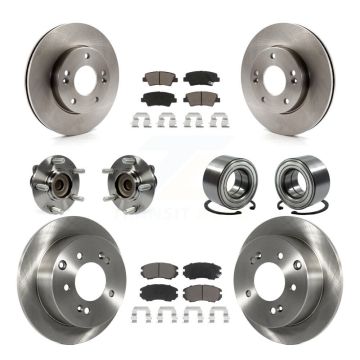 Front Rear Hub Bearing Assembly Disc Brake Rotor And Ceramic Pads Kit (10Pc) For Kia Soul KBB-117184