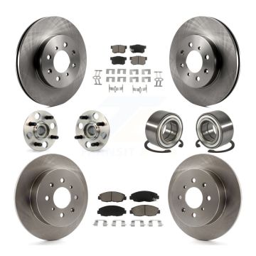 Front Rear Hub Bearing Disc Brake Rotor And Ceramic Pad Kit (10Pc) For 2001-2005 Acura EL KBB-117187