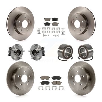 Front Rear Hub Bearing Disc Brake Rotors And Pads Kit (10Pc) For 2008-2013 Suzuki SX4 FWD KBB-117189