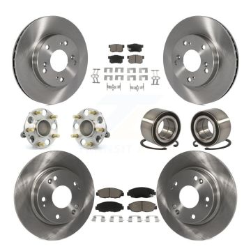Front Rear Wheel Hub Bearing Disc Brake Rotor And Ceramic Pads Kit (10Pc) For Honda Civic KBB-117190