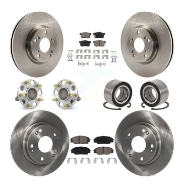 Front Rear Hub Bearings Disc Brake Rotors And Pads Kit (10Pc) For Honda Civic Acura CSX KBB-117191
