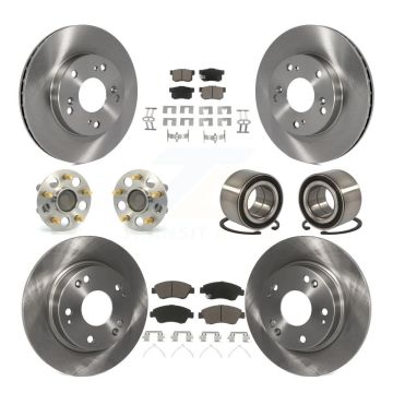 Front Rear Wheel Hub Bearing Disc Brake Rotor And Ceramic Pads Kit (10Pc) For Honda Civic KBB-117192