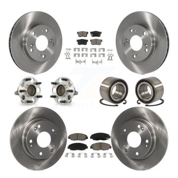 Front Rear Wheel Hub Bearing Disc Brake Rotor And Ceramic Pads Kit (10Pc) For Honda Civic KBB-117193