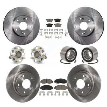 Front Rear Hub Bearing Assembly Disc Brake Rotor And Ceramic Pad Kit (10Pc) For Acura CSX KBB-117194