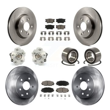 Front Rear Hub Bearing Disc Brake Rotor And Ceramic Pads Kit (10Pc) For 2010 Lexus HS250h KBB-117195