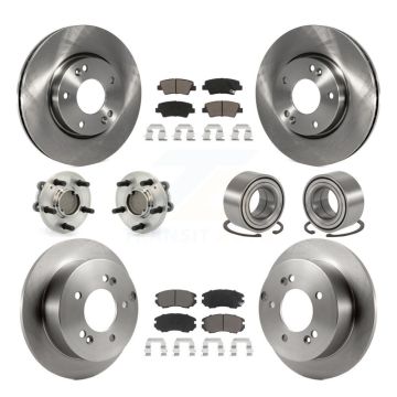 Front Rear Hub Bearings Disc Brake Rotors And Ceramic Pads Kit (10Pc) For Hyundai Sonata KBB-117201