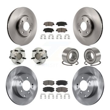 Front Rear Hub Bearings Disc Brake Rotors And Ceramic Pads Kit (10Pc) For Hyundai Sonata KBB-117202