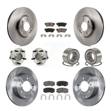 Front Rear Hub Bearings Disc Brake Rotors And Ceramic Pads Kit (10Pc) For Hyundai Sonata KBB-117203