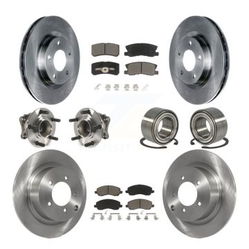 Front Rear Hub Bearing Brake Rotor Pads Kit (10Pc) For Mitsubishi Outlander FWD with 2.4L KBB-117204