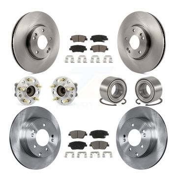 Front Rear Hub Bearing Disc Brake Rotor And Pads Kit (10Pc) For Hyundai Sonata Kia Optima KBB-117206