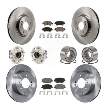 Front Rear Hub Bearings Disc Brake Rotors And Ceramic Pads Kit (10Pc) For Hyundai Azera KBB-117210