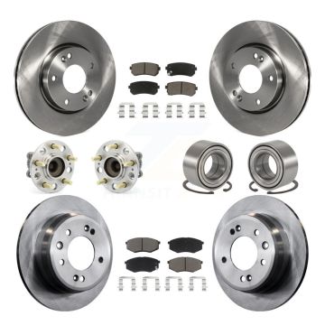 Front Rear Hub Bearing Brake Rotor And Pad Kit (10Pc) For Hyundai Tucson Kia Sportage FWD KBB-117215