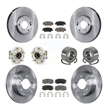 Front Rear Hub Bearing Disc Brake Rotor And Ceramic Pad Kit (10Pc) For 2011 Hyundai Azera KBB-117216