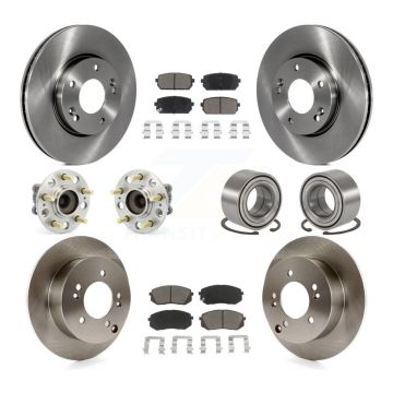 Front Rear Wheel Hub Bearing Disc Brake Rotor And Pads Kit (10Pc) For 2008-2009 Kia Rondo KBB-117217