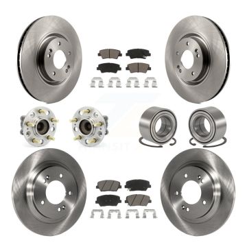 Front Rear Hub Bearing Brake Rotor And Pad Kit (10Pc) For 2016-2017 Hyundai Azera Limited KBB-117218