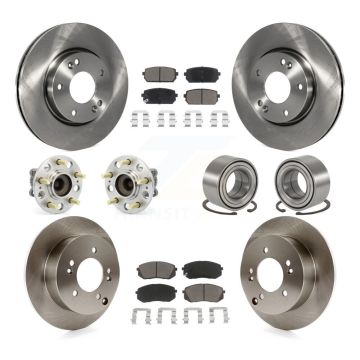 Front Rear Wheel Hub Bearing Disc Brake Rotor And Pads Kit (10Pc) For 2010-2012 Kia Rondo KBB-117220