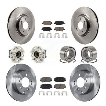 Front Rear Hub Bearings Disc Brake Rotors And Ceramic Pads Kit (10Pc) For Kia Optima 2.0L KBB-117222