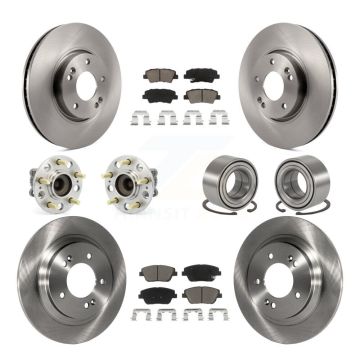Front Rear Hub Bearing Disc Brake Rotor And Pads Kit (10Pc) For 2013-2015 Kia Optima 2.4L KBB-117223
