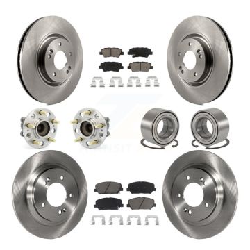 Front Rear Hub Bearing Disc Brake Rotor And Pads Kit (10Pc) For 2013-2015 Kia Optima 2.0L KBB-117224