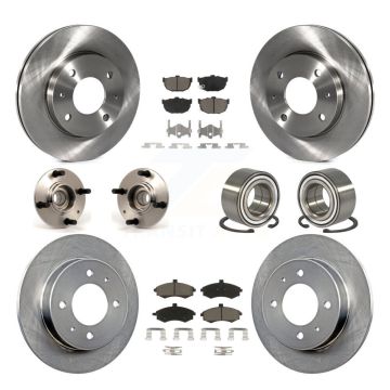 Front Rear Hub Bearings Disc Brake Rotors And Ceramic Pads Kit (10Pc) For Hyundai Elantra KBB-117228