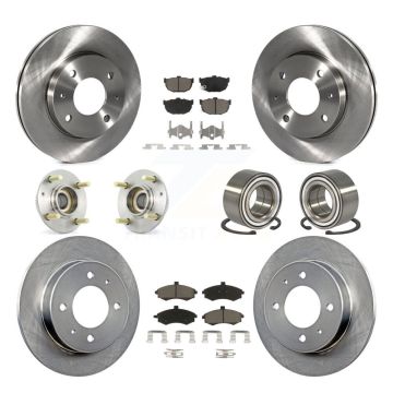 Front Rear Hub Bearings Disc Brake Rotors And Ceramic Pads Kit (10Pc) For Hyundai Elantra KBB-117229