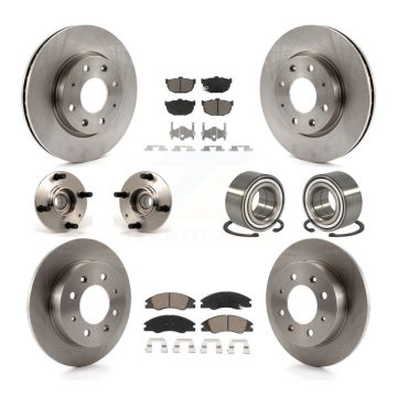 Front Rear Wheel Hub Bearing Disc Brake Rotor And Pad Kit (10Pc) For Kia Spectra Spectra5 KBB-117230
